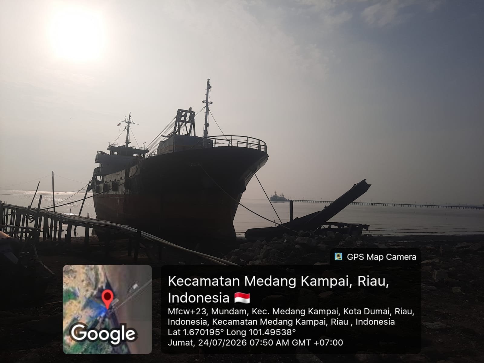 Kapal Asing Berbendera Mali Dipotong di Pesisir Mundam, KSOP Dumai Dikabarkan Keluarkan Peringatan Kedua