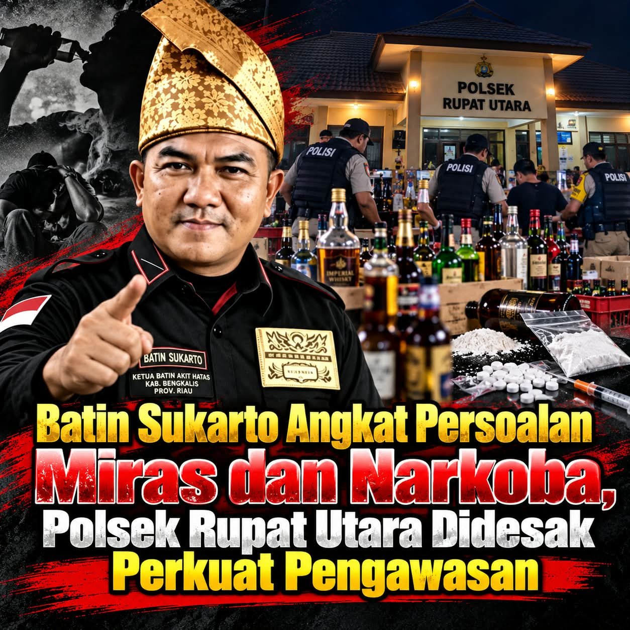 Batin Sukarto Angkat Persoalan Miras dan Narkoba, Polsek Rupat Utara Didesak Perkuat Pengawasan