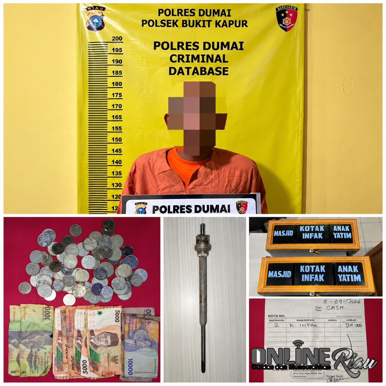 Kerugian Ditaksir Rp605.800, Polsek Bukit Kapur Tangani Dugaan Pencurian Kotak Infak